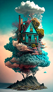 梦幻的房子海报背景图片