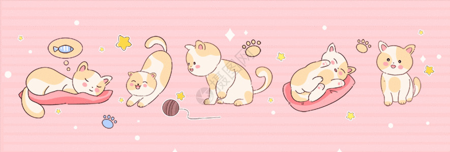 LOMO卡可爱卡通简笔画贴纸咕卡猫咪图案GIF高清图片