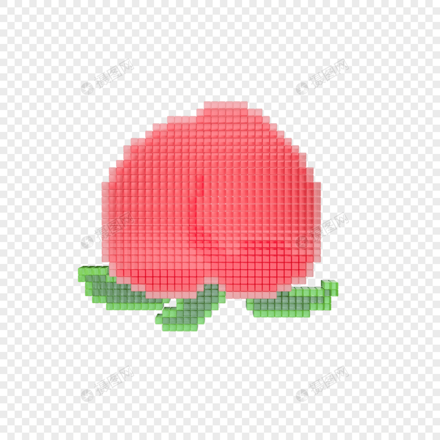 c4d立体像素风卡通水果桃子图片