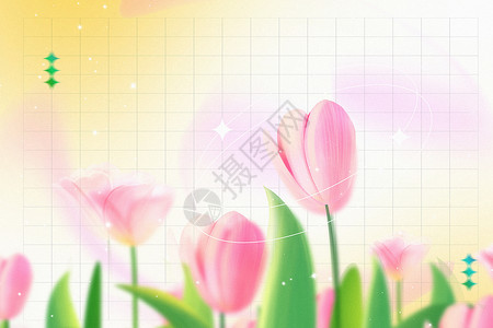 赏郁金香弥散风春天花朵背景设计图片
