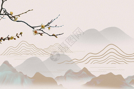 国潮中国风海报中式简约山水设计图片