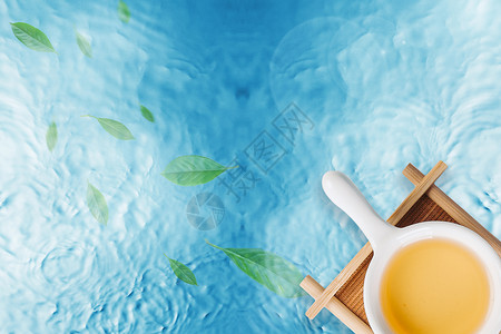 水加蜂蜜素材清新茶叶背景设计图片