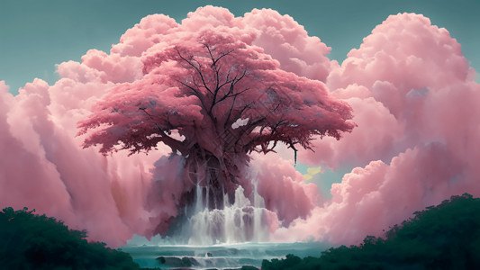 粉色大树背景图片