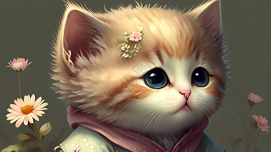 可爱小猫猫花朵小猫猫高清图片