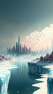 冰封城市背景图片