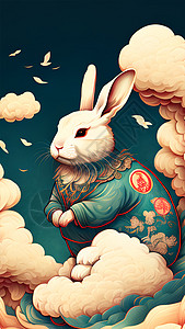 国风兔子背景图片