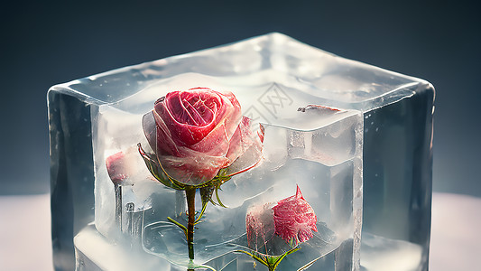 水汽素材冰冻玫瑰插画