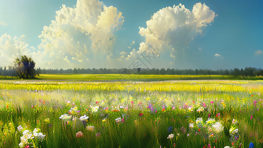 春天草地风景图片