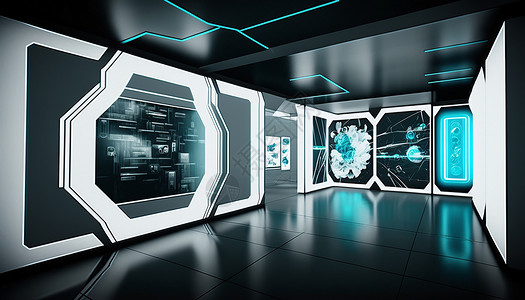展示厅科幻宇宙未来主题金属纹理墙背景图片