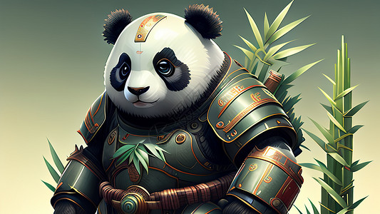 竹笋熊猫战士图片