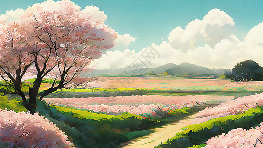 唯美春天樱花树风景图片