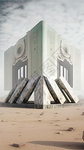 戈壁上残缺的里程碑纪念碑背景图片