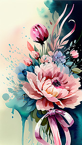 水彩鲜花花束背景图片