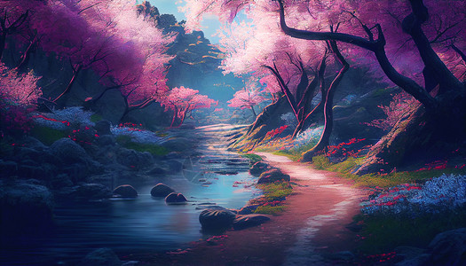 樱花风景背景图片