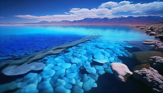 蓝色湖泊风景背景图片