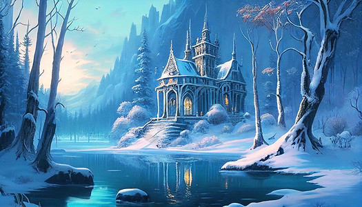 冬天城堡风景图片