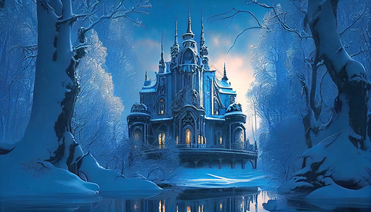 冬天城堡风景图片