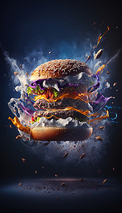 食品宣传x展架汉堡宣传广告背景