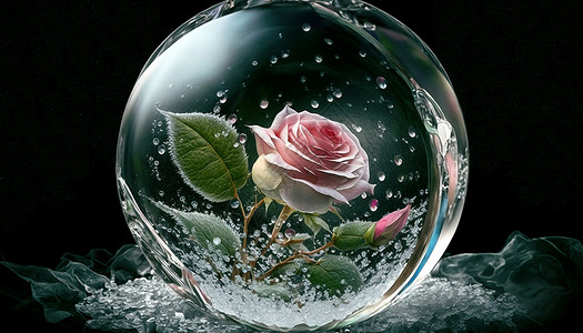 永生玫瑰玻璃球永生化高清图片