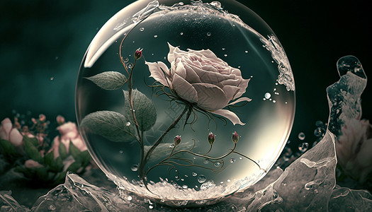 永生玫瑰玻璃球永生化高清图片