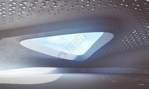 混凝土艺术3D抽象几何大气建筑空间设计图片