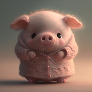 迷你猪粉色小猪插画