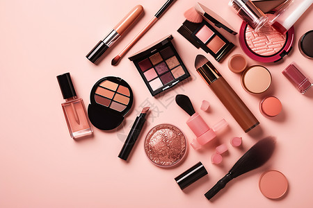 粉色电商舞台化妆品产品推广背景
