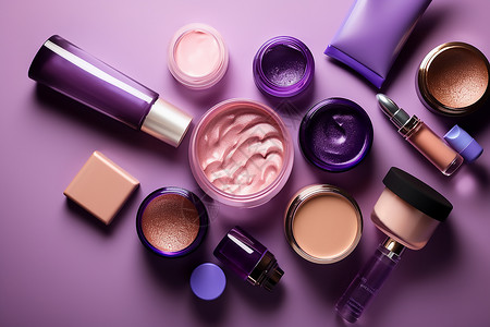 紫色电商风边框美妆产品推广图背景