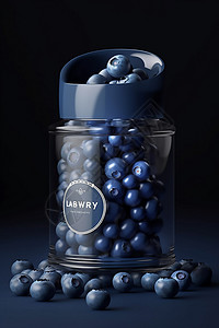 蓝莓罐装展示背景图片