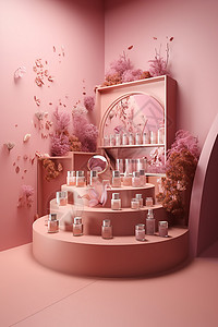 美妆产品展台背景图片