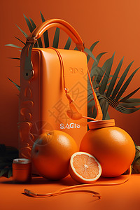 手提包与橙子图片