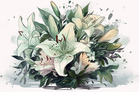 盛开的百合花背景图片