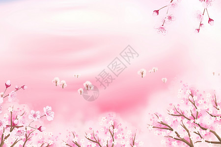 水彩樱花粉色樱花背景设计图片