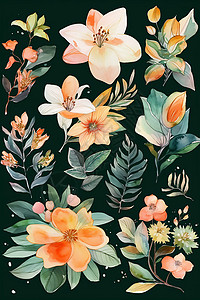 黑色花卉元素背景图片