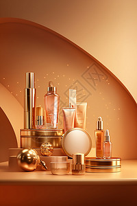 金色精致包装的化妆品背景图片