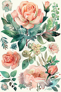 水彩玫瑰背景图片