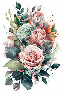 玫瑰保湿喷雾油画花朵插画