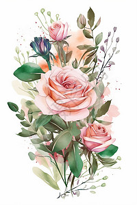 玫瑰保湿喷雾水彩花朵插画