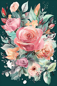 玫瑰元素背景图片