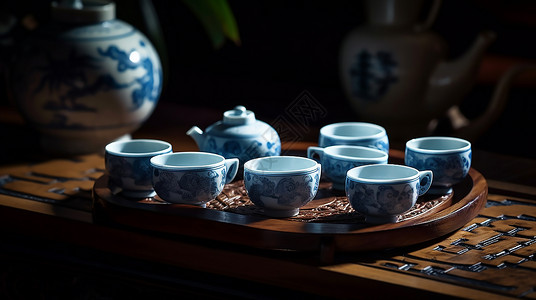 瓷器茶具背景图片
