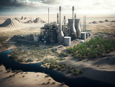 荒漠中的工厂图片