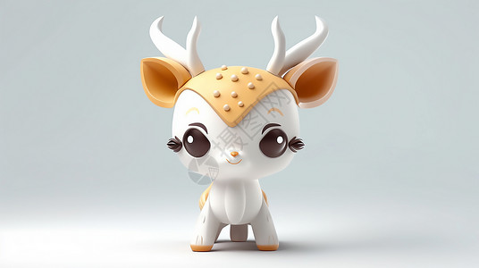 小萌物可爱3D小鹿插画