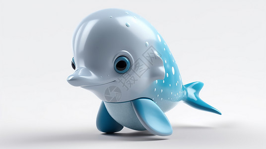 可爱蓝色小海豚可爱3D小海豚插画
