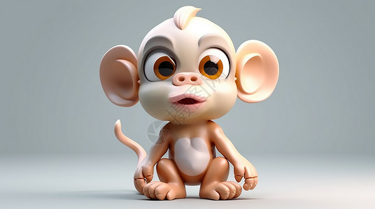 可爱3D小猴子背景图片