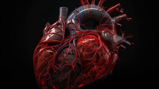布满血管的心脏背景图片