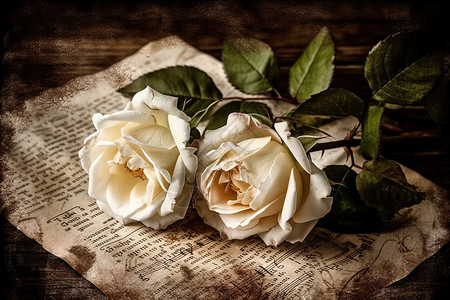 复古感白玫瑰背景图片