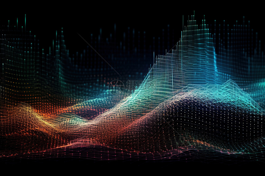 未来科技多彩趋势波浪粒子线条图片