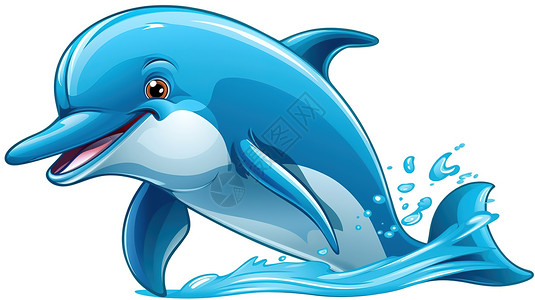 海洋生物海豚卡通海豚插画