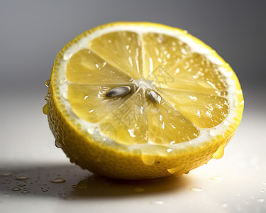 黄色鲜柠檬半个柠檬插画