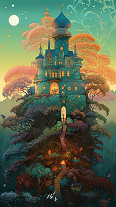 城堡插画背景图片